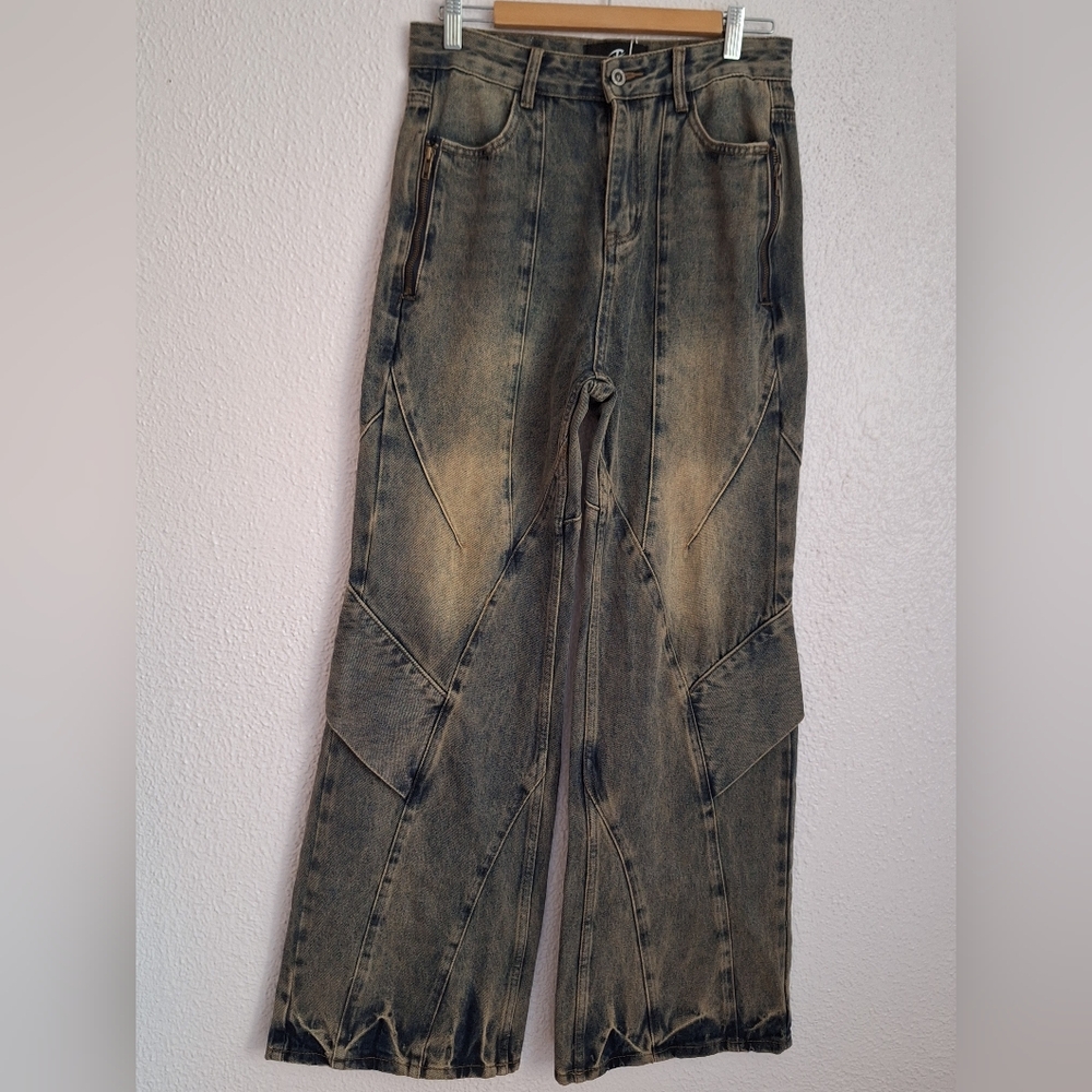 NWT  Y2K CATSSTAC Black Relaxed Jeans with Natural Distressing